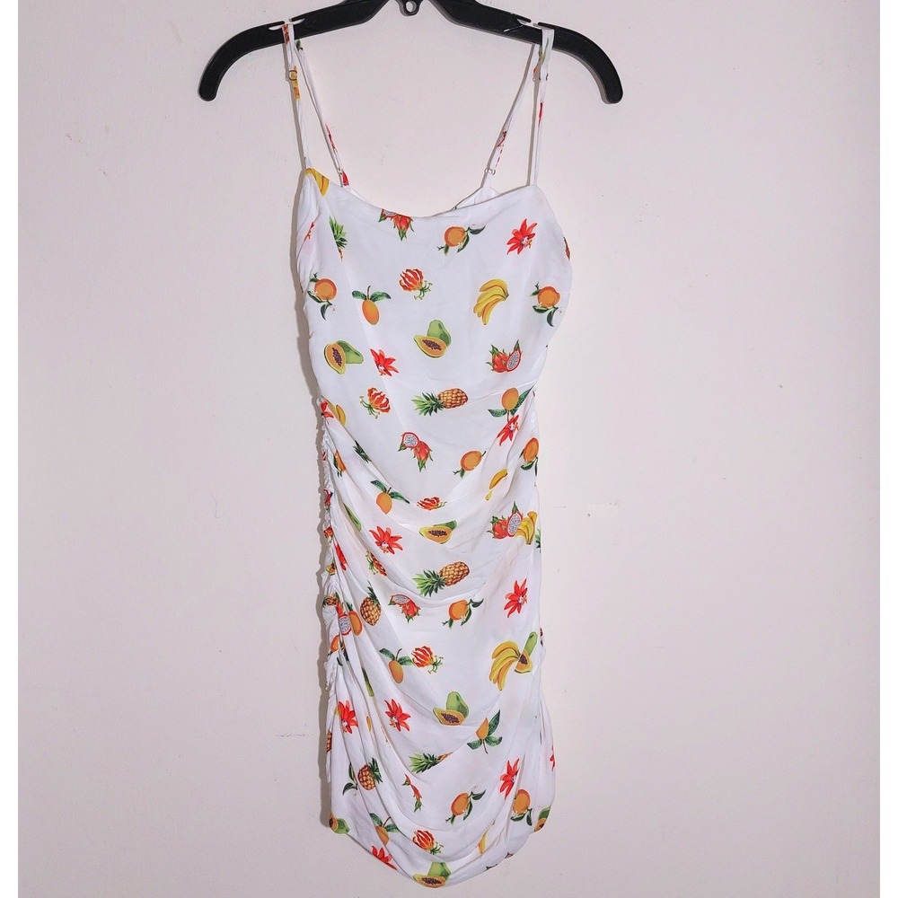 WEWOREWHAT Fruit Print Ruched Spaghetti Strap Mini Dress XS - Picture 5 of 15